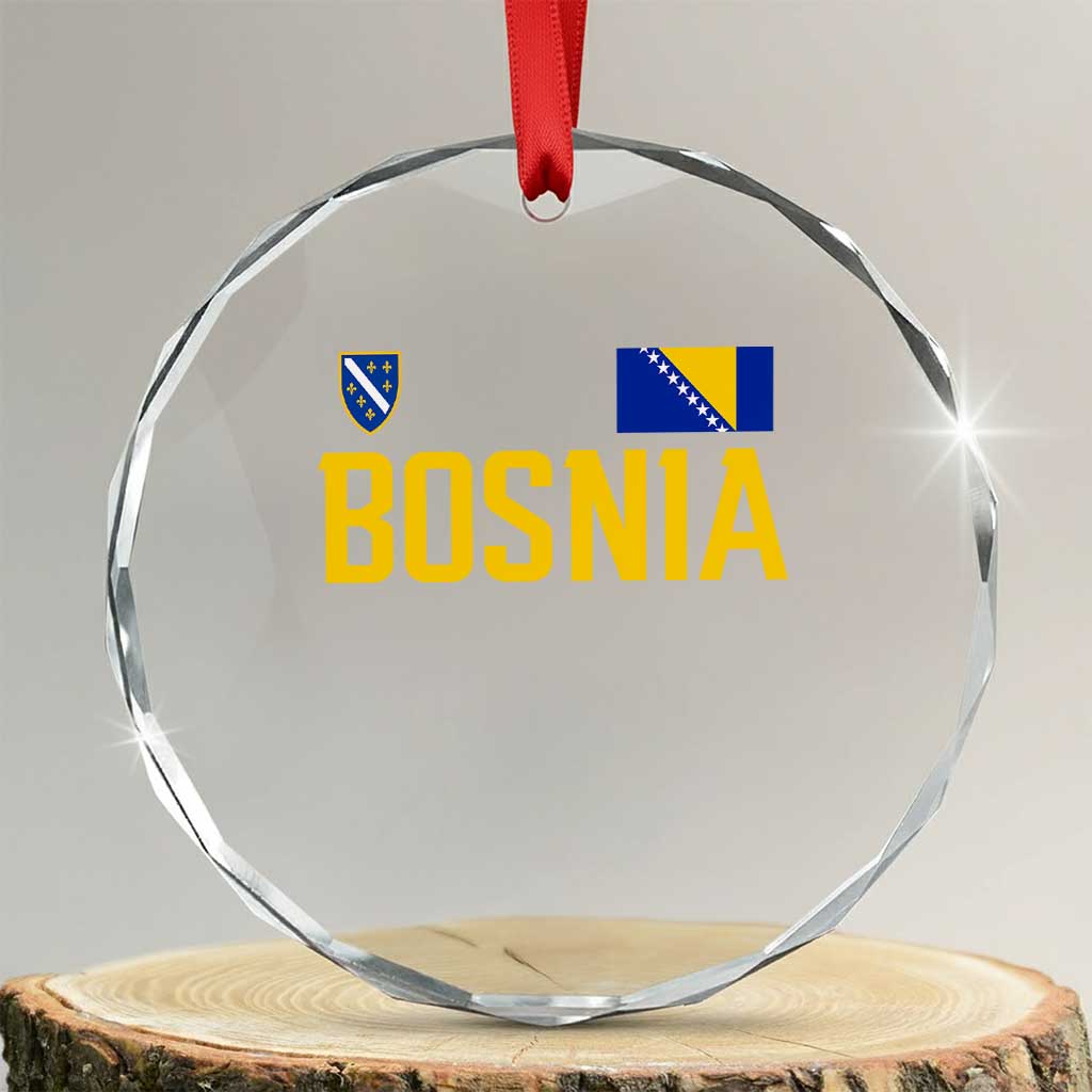 Bosnia and Herzegovina Pride Crystal Glass Ornament BiH Bosnian Flag Souvenirs TS11 Transparent Glass 3'' Circle Print Your Wear