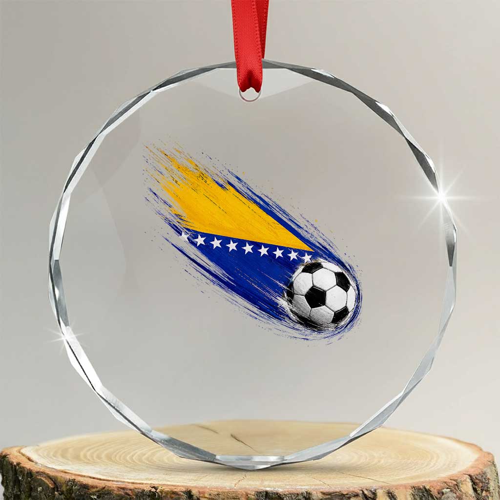 Bosnia and Herzegovina Soccer Lover Bosnian Flag Crystal Glass Ornament TS11 Transparent Glass 3'' Circle Print Your Wear