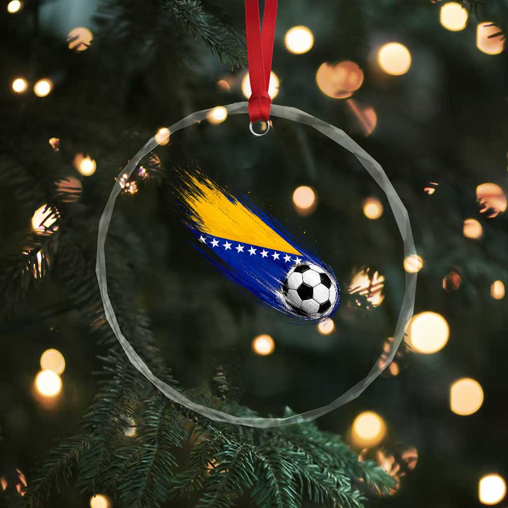 Bosnia and Herzegovina Soccer Lover Bosnian Flag Crystal Glass Ornament TS11 Print Your Wear