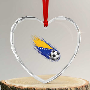 Bosnia and Herzegovina Soccer Lover Bosnian Flag Heart Crystal Glass Ornament