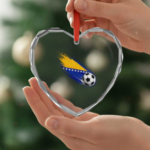 Bosnia and Herzegovina Soccer Lover Bosnian Flag Heart Crystal Glass Ornament