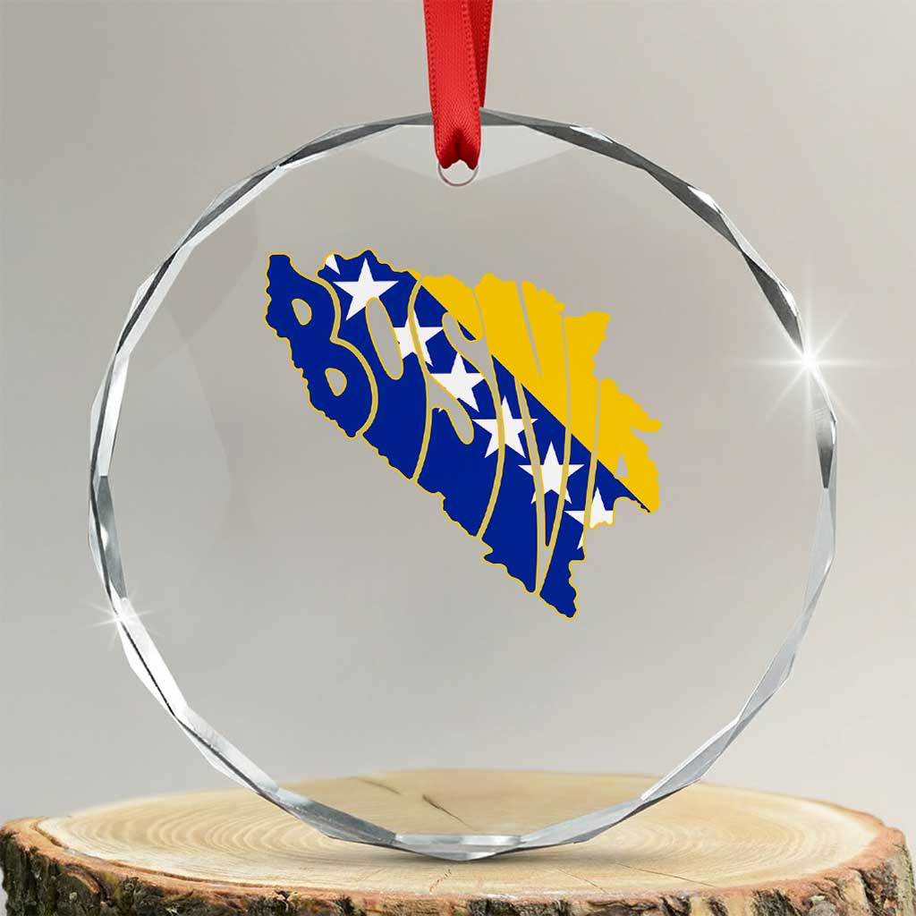 Bosnia And Herzegovina Word Art Map Crystal Glass Ornament Bosnian Pride Gift TS12 Transparent Glass 3'' Circle Print Your Wear