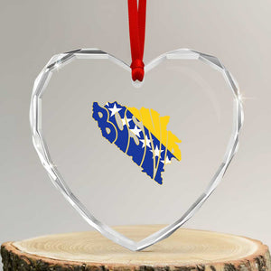 Bosnia And Herzegovina Word Art Map Heart Crystal Glass Ornament Bosnian Pride Gift