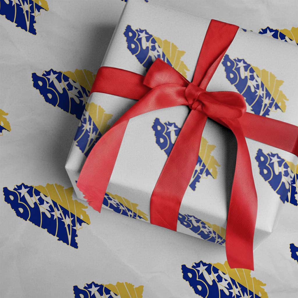 Bosnia And Herzegovina Word Art Map Wrapping Paper Roll Bosnian Pride Gift