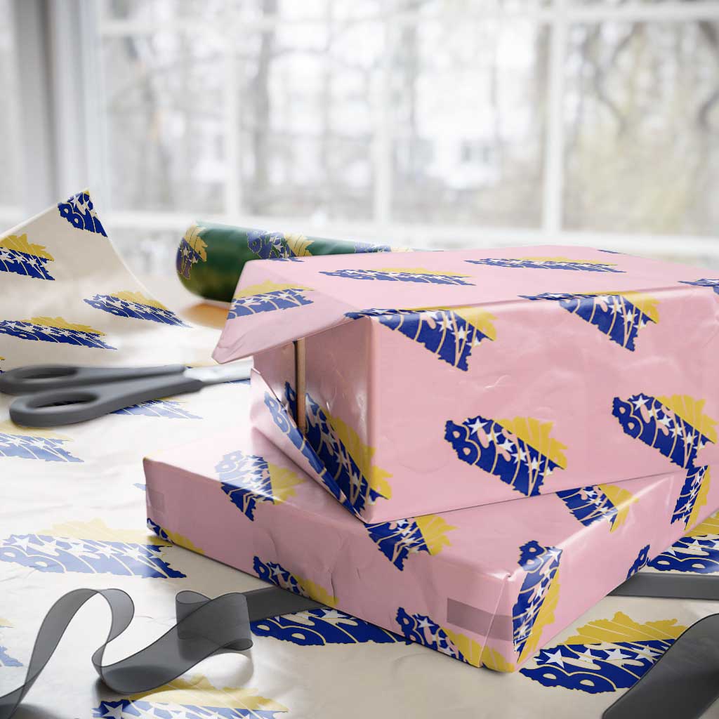 Bosnia And Herzegovina Word Art Map Wrapping Paper Roll Bosnian Pride Gift