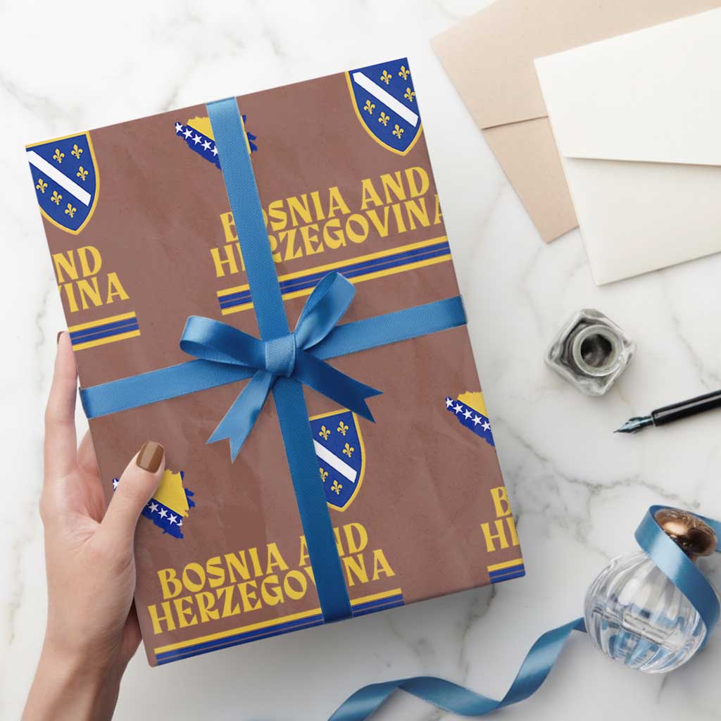 Bosnia Herzegovina Soccer Jersey Style Wrapping Paper Roll Country Map Heritage Football Fan