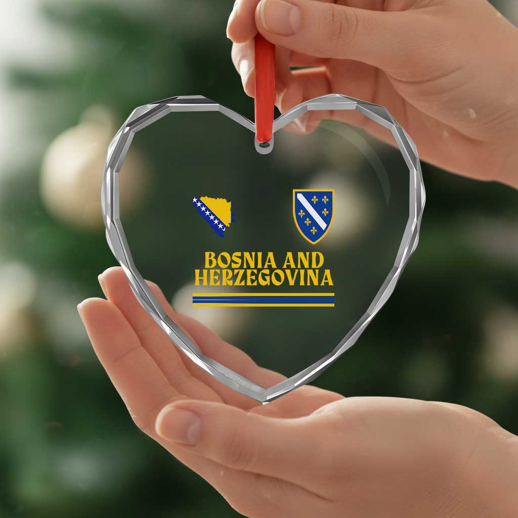 Bosnia Herzegovina Soccer Jersey Style Heart Crystal Glass Ornament Country Map Heritage Football Fan