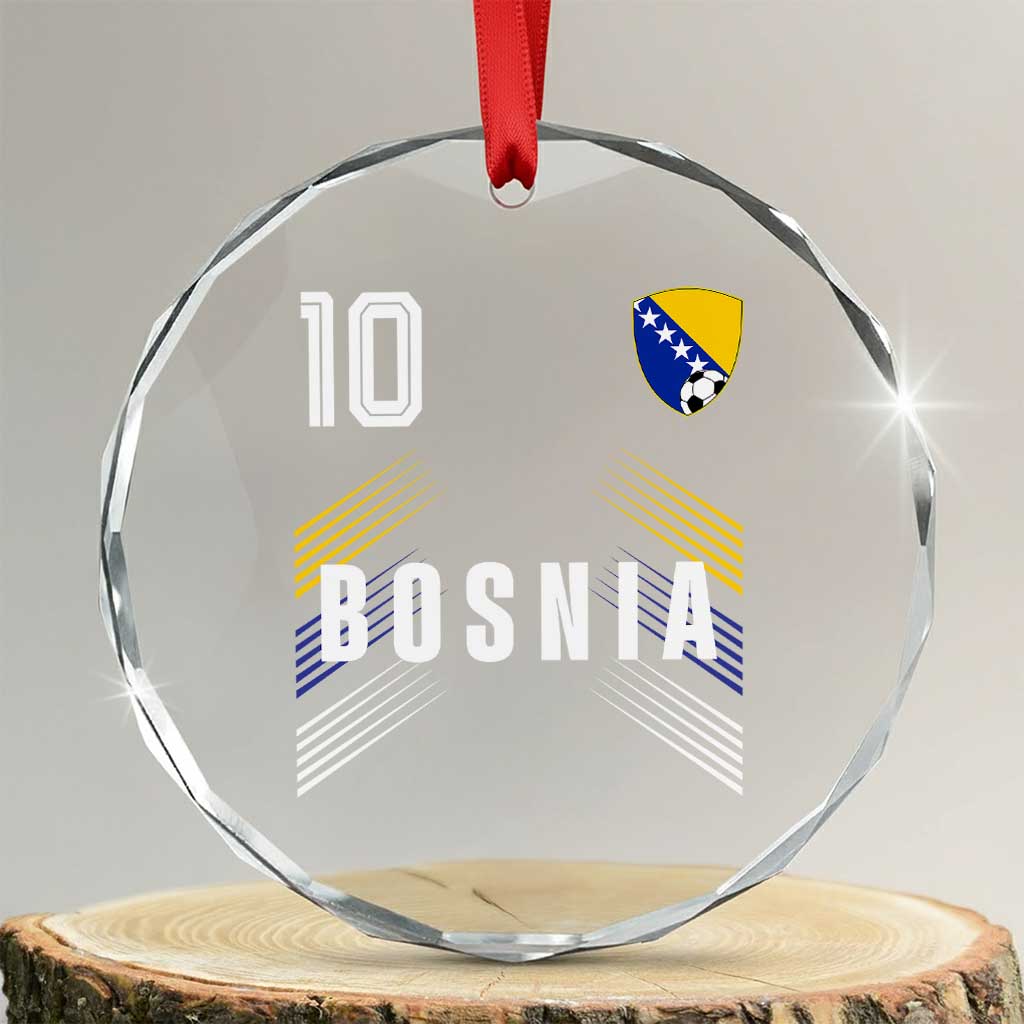 Bosnia Herzegovina Soccer Sports Graphic Number 10 Jersey Style Crystal Glass Ornament Proud Bosnian Football Fans Game Day Pride TS02 Transparent Glass 3'' Circle Print Your Wear