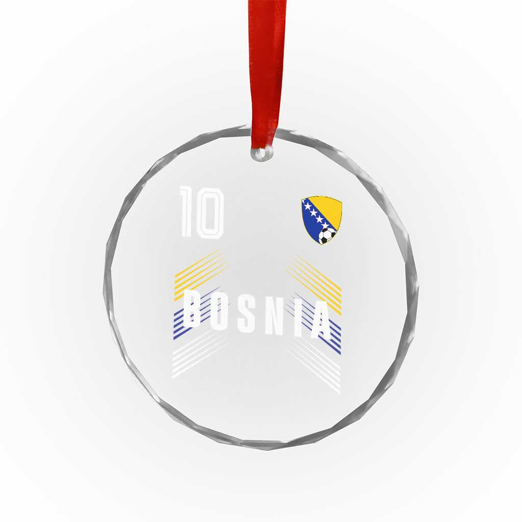 Bosnia Herzegovina Soccer Sports Graphic Number 10 Jersey Style Crystal Glass Ornament Proud Bosnian Football Fans Game Day Pride