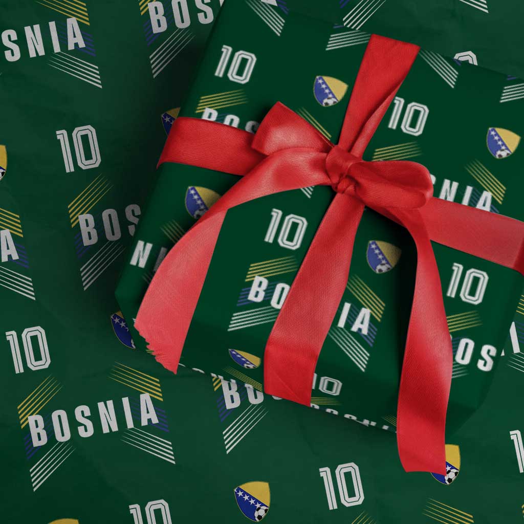 Bosnia Herzegovina Soccer Sports Graphic Number 10 Jersey Style Wrapping Paper Roll Proud Bosnian Football Fans Game Day Pride