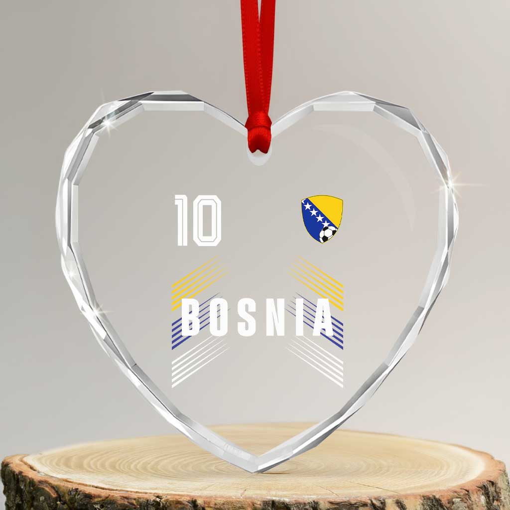 Bosnia Herzegovina Soccer Sports Graphic Number 10 Jersey Style Heart Crystal Glass Ornament Proud Bosnian Football Fans Game Day Pride TS02 Transparent Glass 3'' Heart Print Your Wear