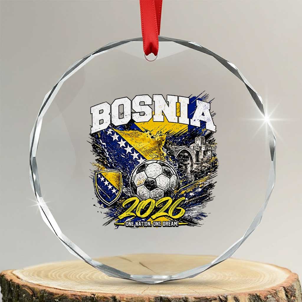 Bosnia Soccer Jersey Pride 2026 Crystal Glass Ornament One Nation One Dream Heritage Football Sports Fan