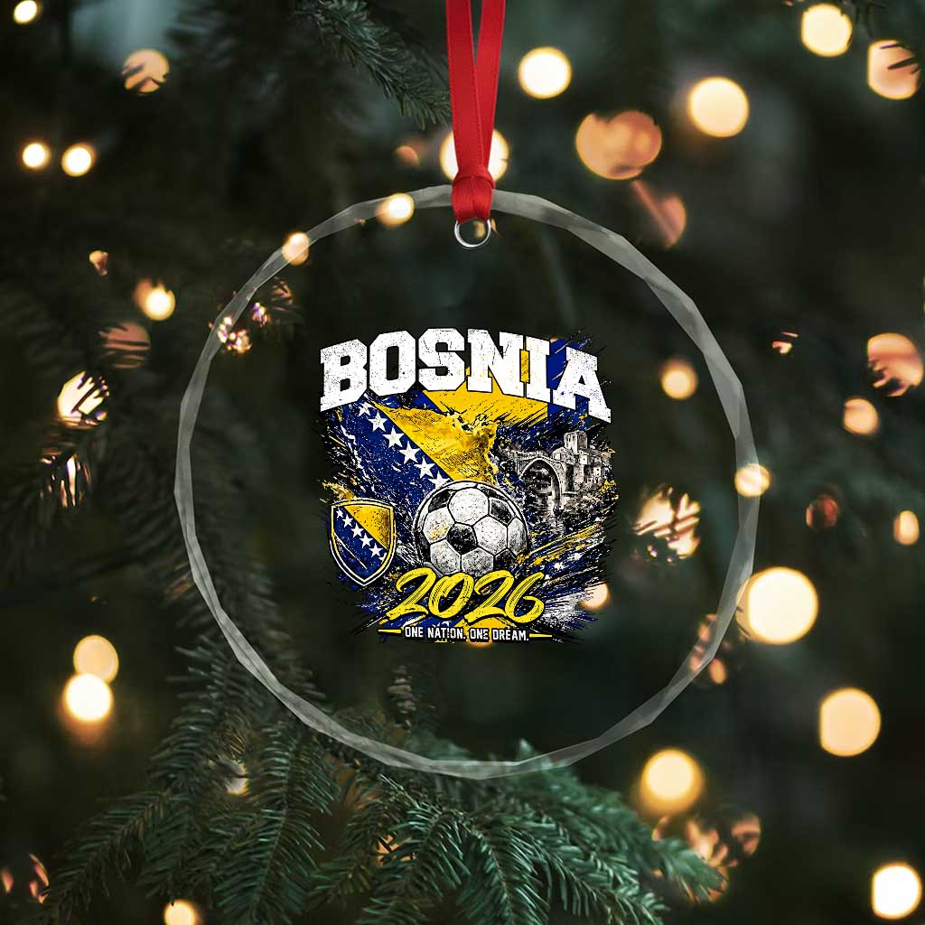 Bosnia Soccer Jersey Pride 2026 Crystal Glass Ornament One Nation One Dream Heritage Football Sports Fan