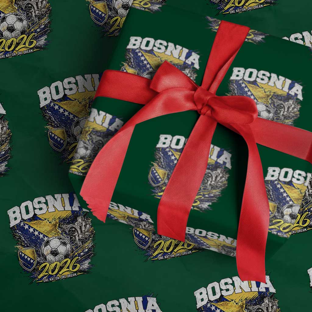 Bosnia Soccer Jersey Pride 2026 Wrapping Paper Roll One Nation One Dream Heritage Football Sports Fan TS02 Green Print Your Wear