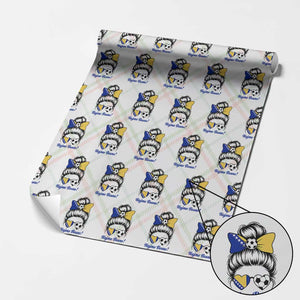 Bosnia Soccer Messy Bun Wrapping Paper Roll Hajmo Bosno Game Day Gift