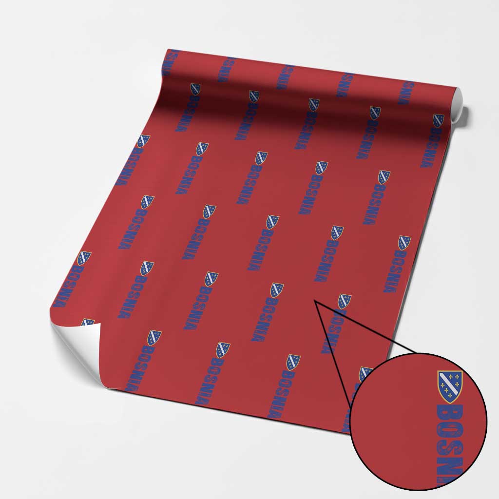 Bosnia Typography Coat of Arms Wrapping Paper Roll Golden Lily Shield Modern Graphic