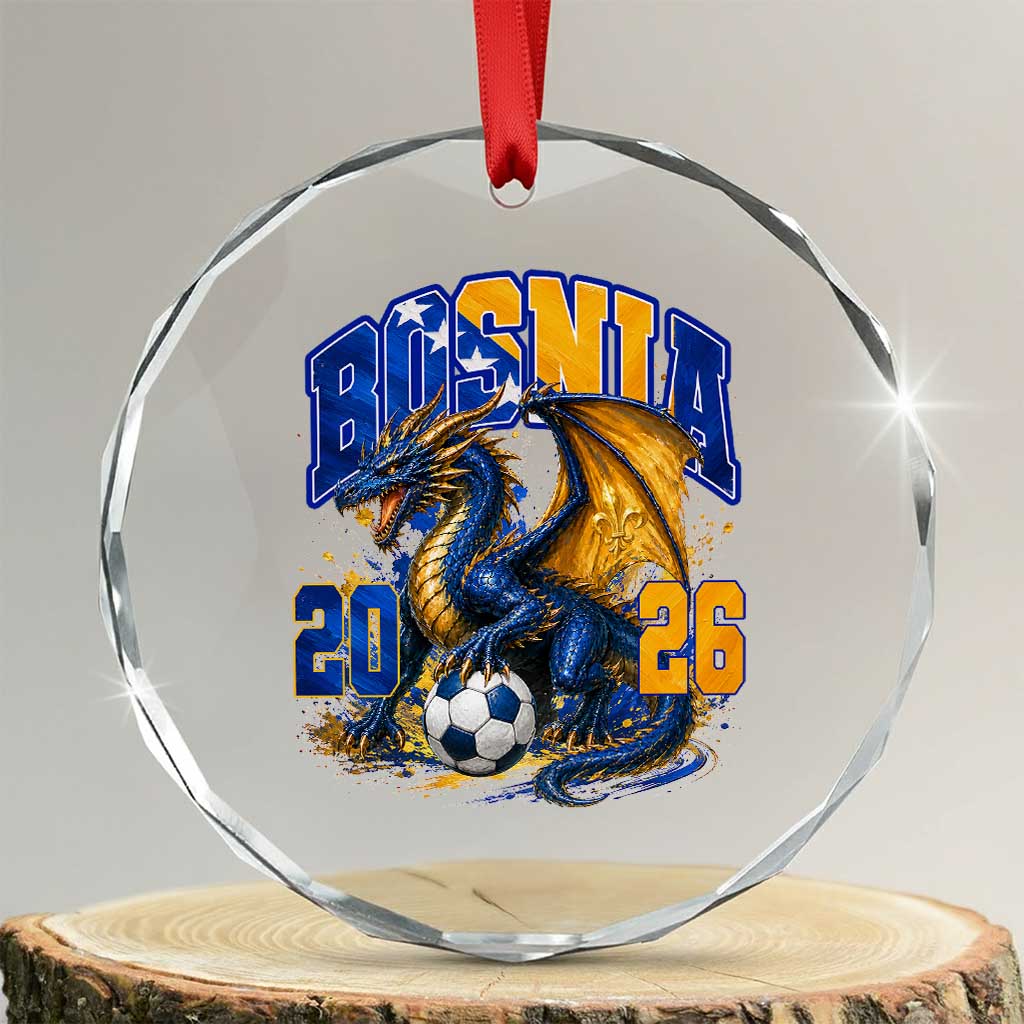 Bosnian Dragon Fudbal Fan Crystal Glass Ornament Bosnia And Herzegovina Pride TS12 Transparent Glass 3'' Circle Print Your Wear