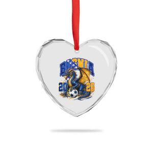Bosnian Dragon Fudbal Fan Heart Crystal Glass Ornament Bosnia And Herzegovina Pride