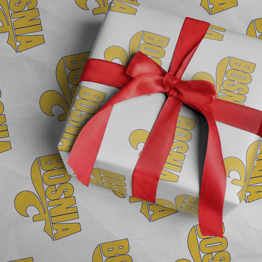 Bosnian Fleur De Lis Flag Wrapping Paper Roll Proud Bosnia Heritage Gift