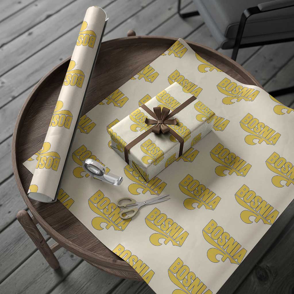 Bosnian Fleur De Lis Flag Wrapping Paper Roll Proud Bosnia Heritage Gift