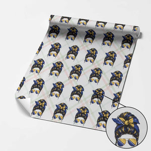 Bosnian Girl Messy Bun Flag Bandana Woman Graphic Wrapping Paper Roll Bosnia Herzegovina Pride