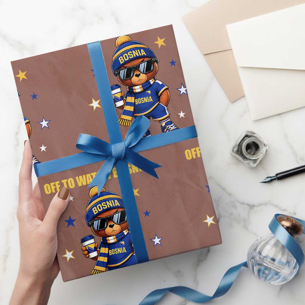 Bosnian Teddy Bear Fudbal Fan Wrapping Paper Roll Off To Watch Bosnia