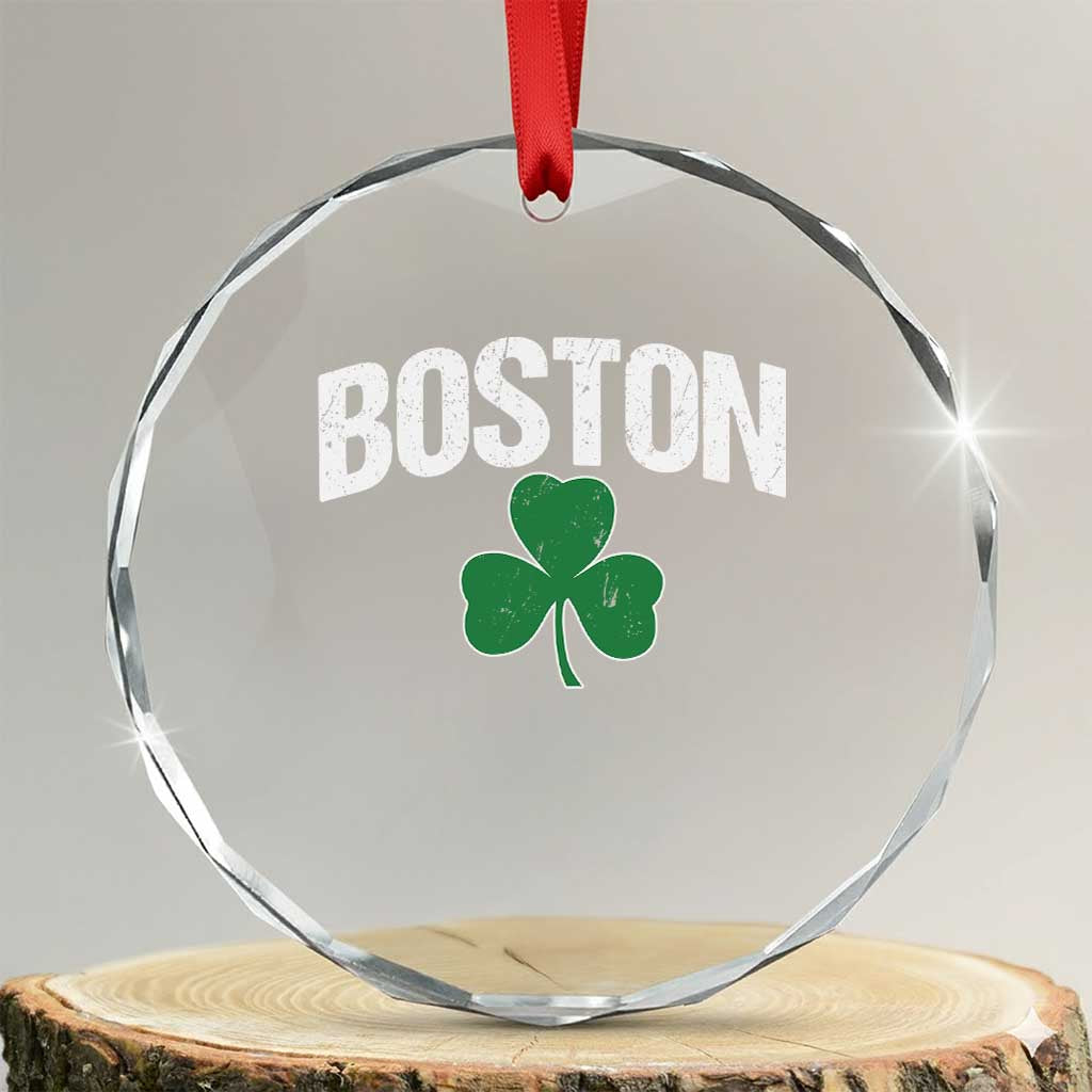 Boston Crystal Glass Ornament St Patricks Day Irish Green Shamrock Massachusetts TS10 Transparent Glass 3'' Circle Print Your Wear