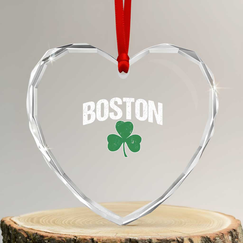 Boston Heart Crystal Glass Ornament St Patricks Day Irish Green Shamrock Massachusetts TS10 Transparent Glass 3'' Heart Print Your Wear