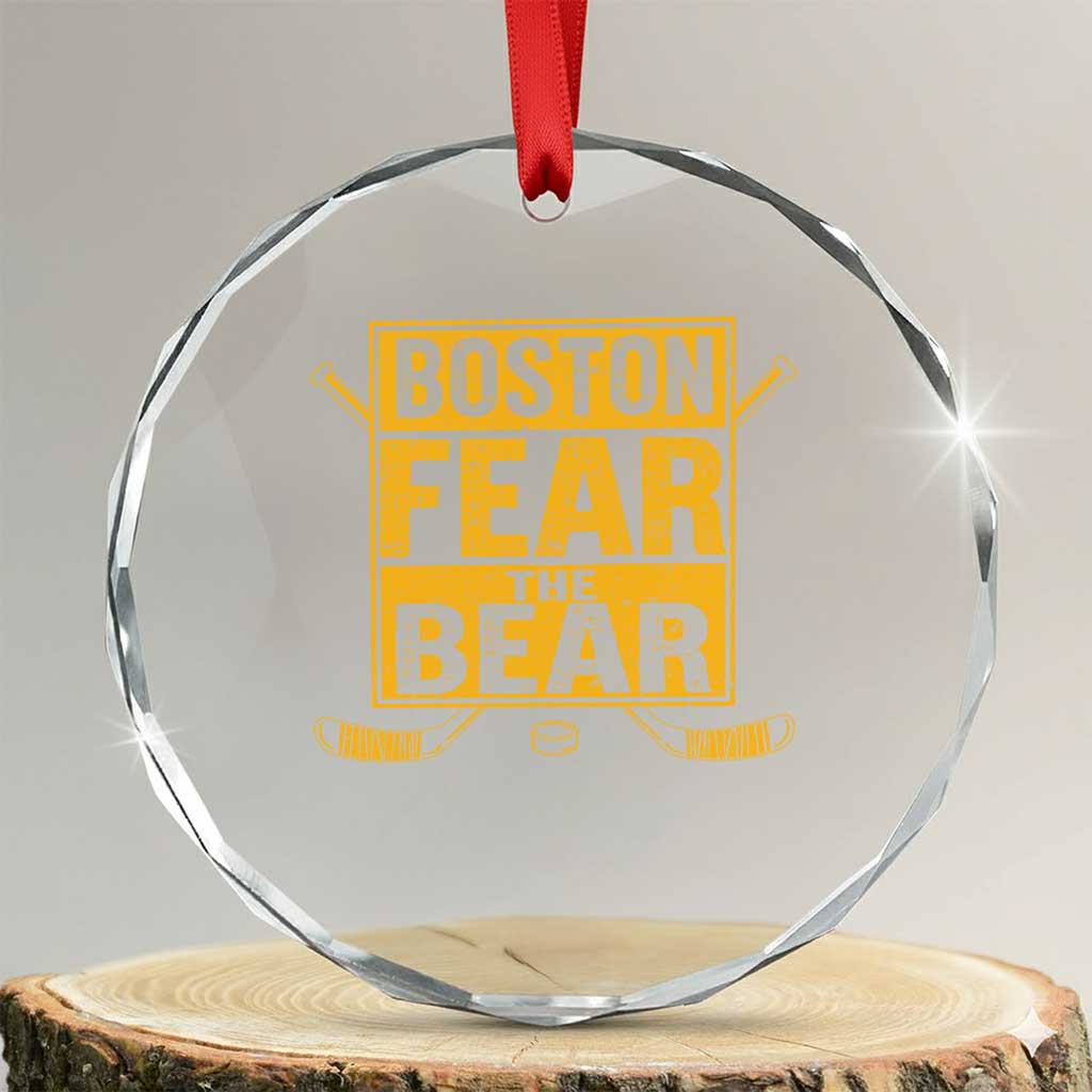 Boston Ice Hockey Crystal Glass Ornament Fear The Bear TS10 Transparent Glass 3'' Circle Print Your Wear