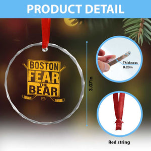 Boston Ice Hockey Crystal Glass Ornament Fear The Bear TS10 Print Your Wear