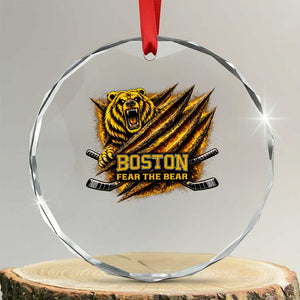 Boston Ice Hockey Crystal Glass Ornament Retro Fear The Bear Funny Sarcastic Saying TS10 Transparent Glass 3'' Circle Print Your Wear
