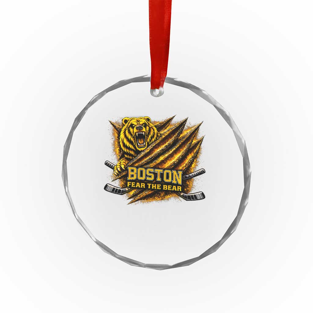 Boston Ice Hockey Crystal Glass Ornament Retro Fear The Bear Funny Sarcastic Saying TS10 Print Your Wear