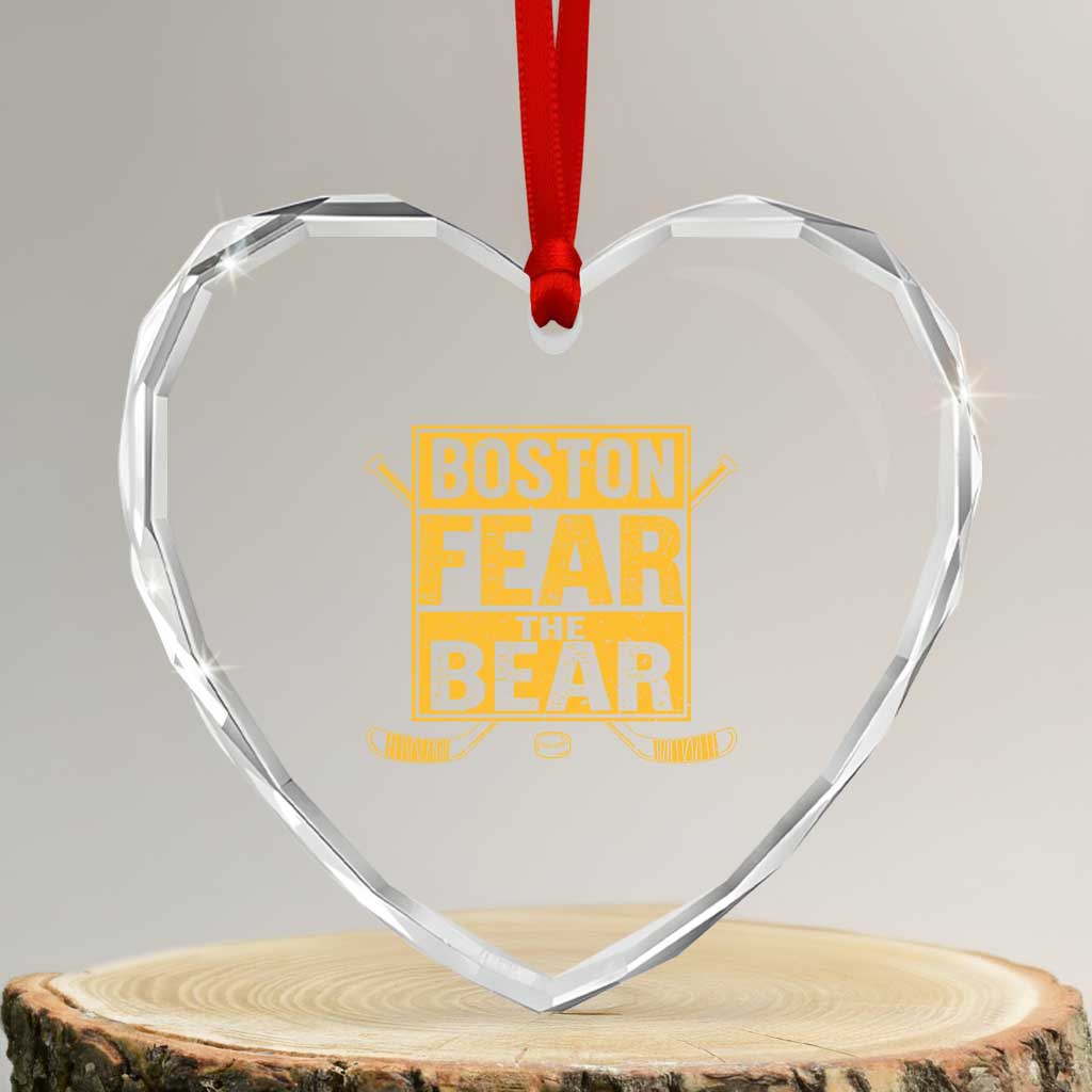 Boston Ice Hockey Heart Crystal Glass Ornament Fear The Bear TS10 Transparent Glass 3'' Heart Print Your Wear