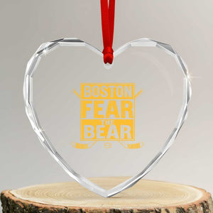 Boston Ice Hockey Heart Crystal Glass Ornament Fear The Bear TS10 Transparent Glass 3'' Heart Print Your Wear