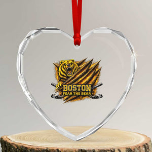 Boston Ice Hockey Heart Crystal Glass Ornament Retro Fear The Bear Funny Sarcastic Saying TS10 Transparent Glass 3'' Heart Print Your Wear