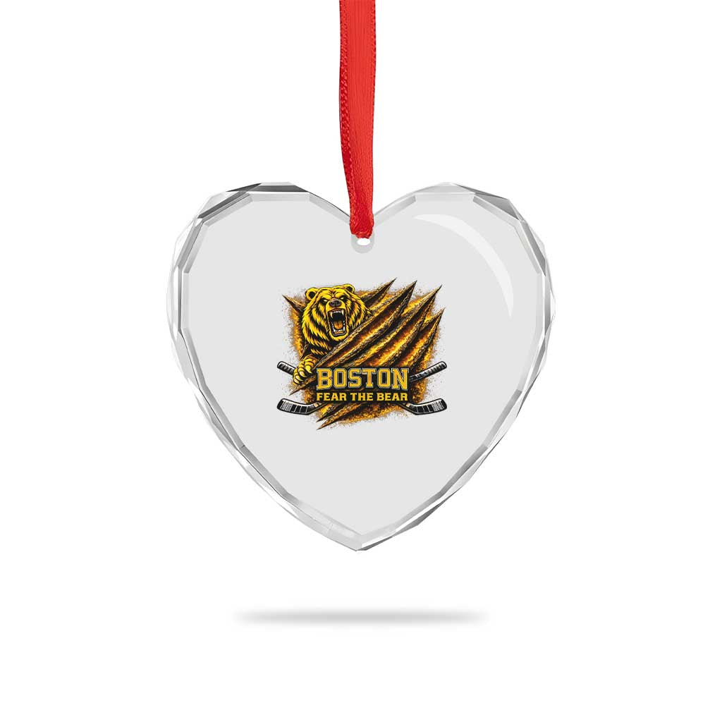 Boston Ice Hockey Heart Crystal Glass Ornament Retro Fear The Bear Funny Sarcastic Saying TS10 Print Your Wear