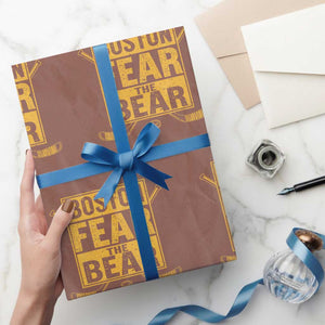Boston Ice Hockey Wrapping Paper Roll Fear The Bear TS10 Mocha Print Your Wear