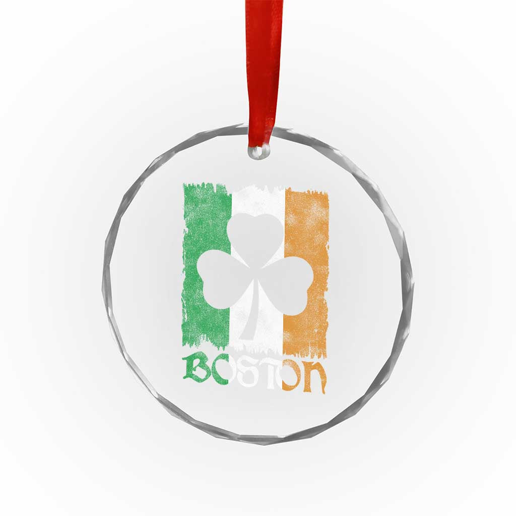 Boston St Patricks Day Crystal Glass Ornament Distressed Shamrock Vintage Irish Flag TS11 Print Your Wear