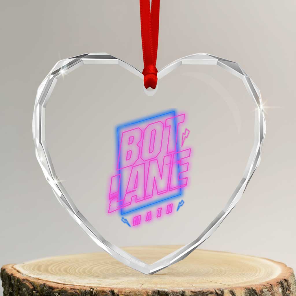 Bot Lane Main Cyberpunk Neon Style Heart Crystal Glass Ornament Gaming Quote Gift TS12 Transparent Glass 3'' Heart Print Your Wear