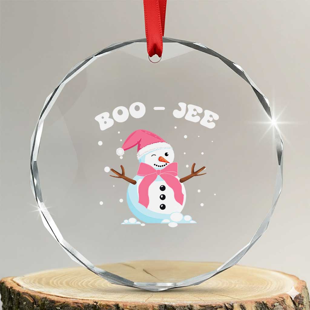Bougie Snowman Crystal Glass Ornament Pink Christmas Xmas Gifts TS10 Transparent Glass 3'' Circle Print Your Wear