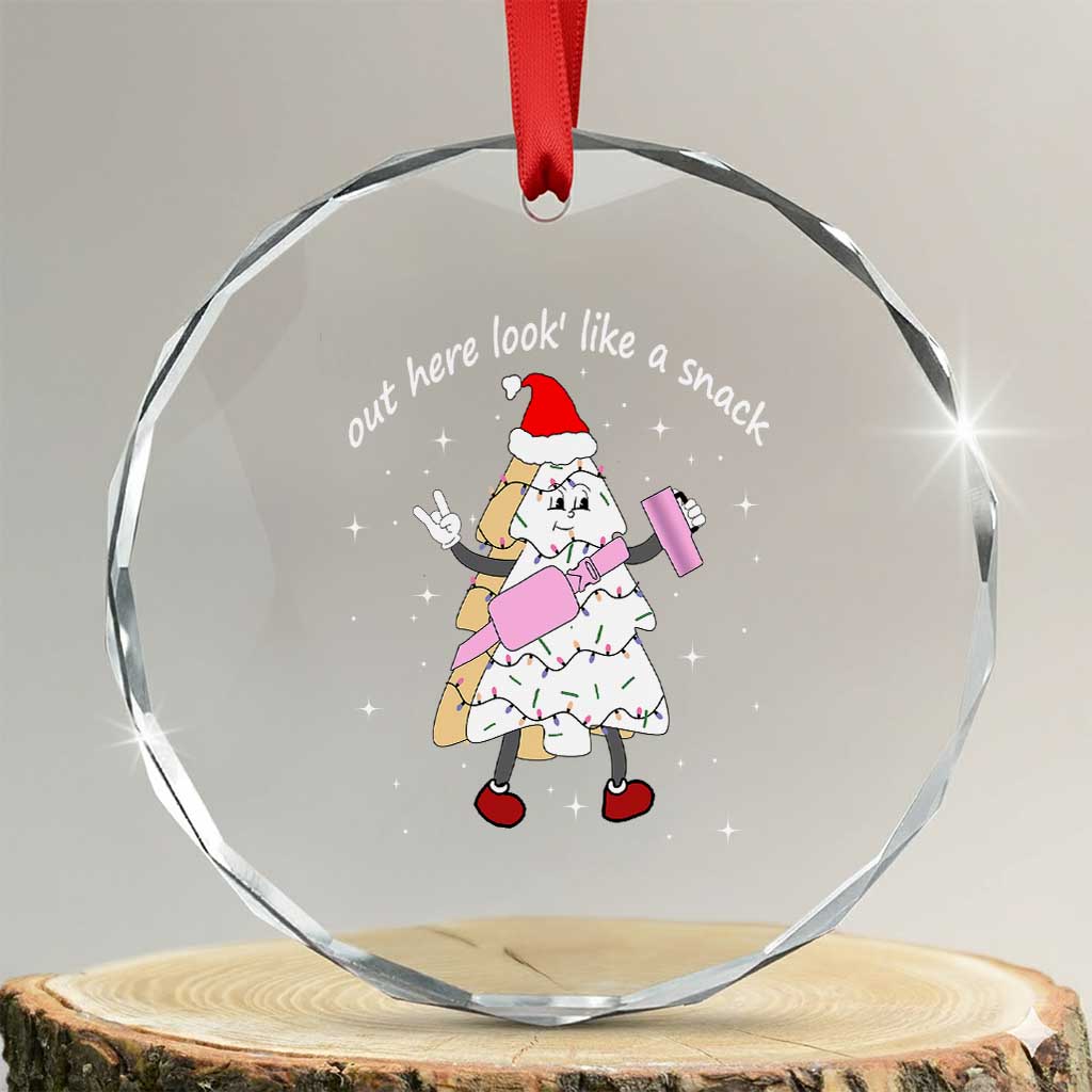 Boujee Christmas Tree Cake Crystal Glass Ornament Out Here Lookin' Like A Snack TS02 Transparent Glass 3'' Circle Print Your Wear