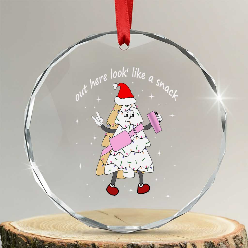 Boujee Christmas Tree Cake Crystal Glass Ornament Out Here Lookin' Like A Snack TS02 Transparent Glass 3'' Circle Print Your Wear