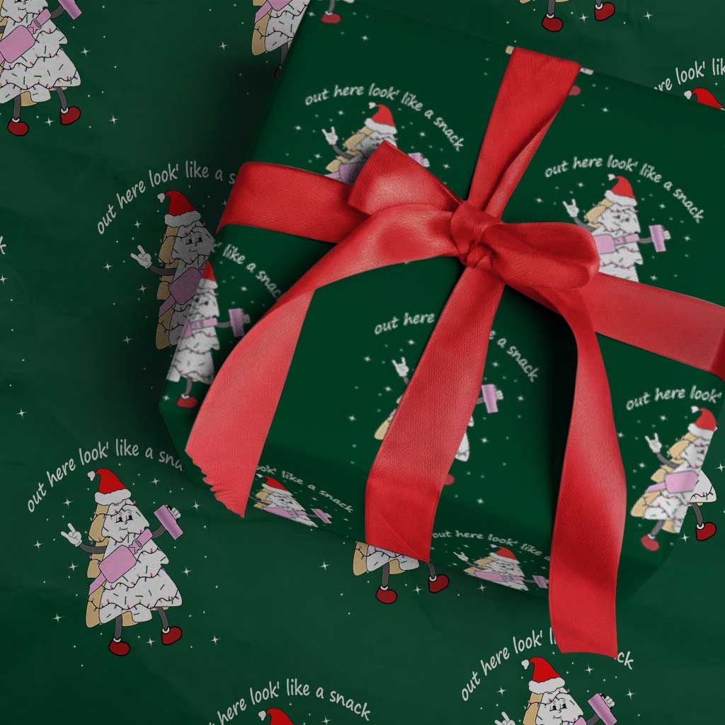 Boujee Christmas Tree Cake Wrapping Paper Roll Out Here Lookin' Like A Snack TS02 Green Print Your Wear