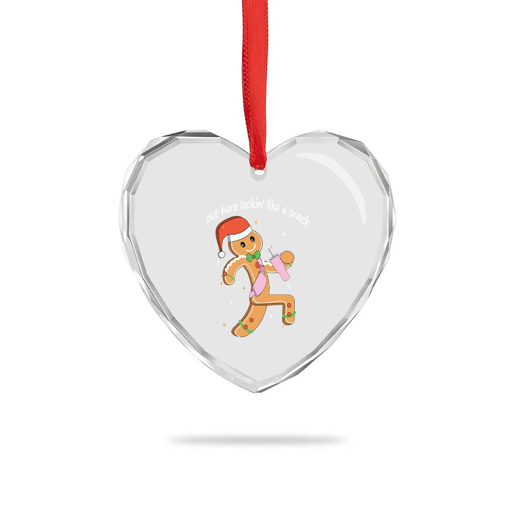 Boujee Gingerbread Man Heart Crystal Glass Ornament Out Here Lookin' Like A Snack TS02 Print Your Wear