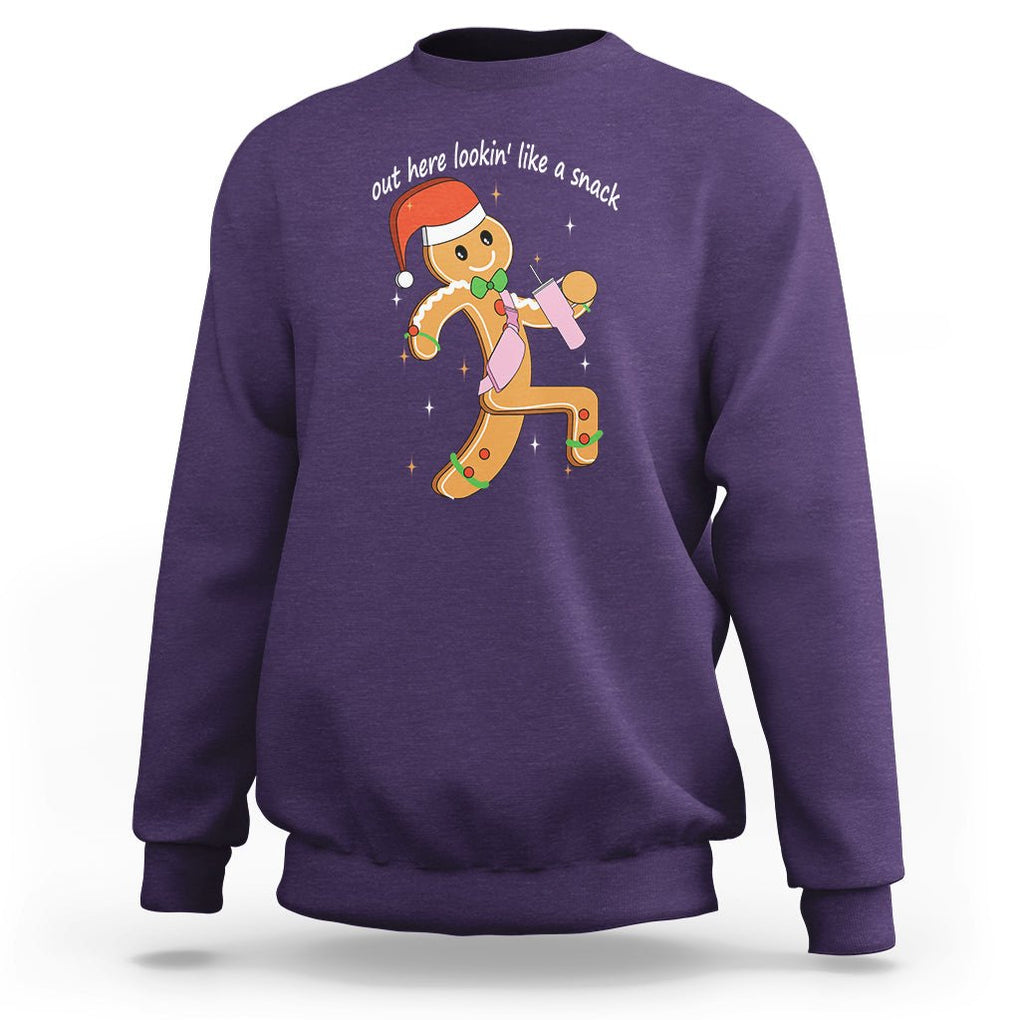 Boujee Gingerbread Man Sweatshirt Out Here Lookin' Like A Snack TS02 Purple Printyourwear