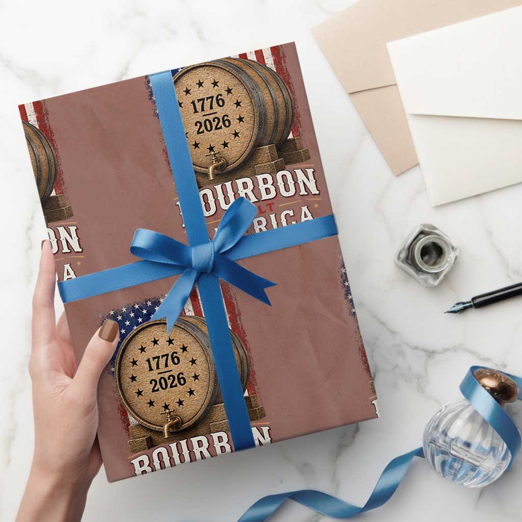 Bourbon Built America 250 Years Wrapping Paper Roll Patriotic Whiskey 250th Anniversary USA