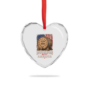 Bourbon Built America 250 Years Heart Crystal Glass Ornament Patriotic Whiskey 250th Anniversary USA