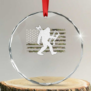 Bow Hunting Archer Bigfoot Crystal Glass Ornament Sasquatch Camo US Flag Hunter Dad TS10 Transparent Glass 3'' Circle Print Your Wear