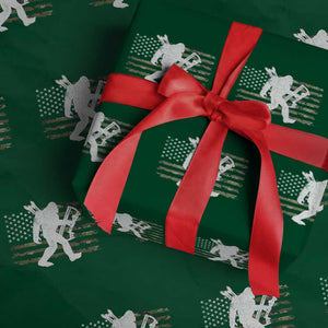 Bow Hunting Archer Bigfoot Wrapping Paper Roll Sasquatch Camo US Flag Hunter Dad TS10 Green Print Your Wear