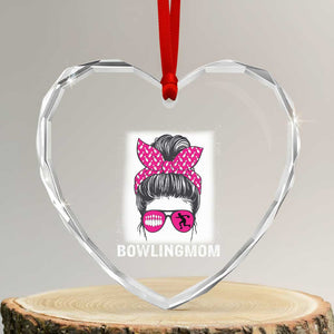 Bowling Mom Life Heart Crystal Glass Ornament Funny Bowler Gift TS12 Transparent Glass 3'' Heart Print Your Wear